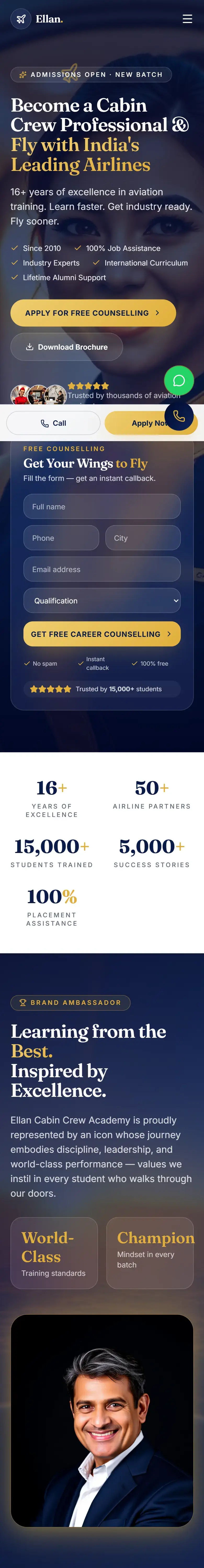 Ellan Cabin Crew Academy — mobile view