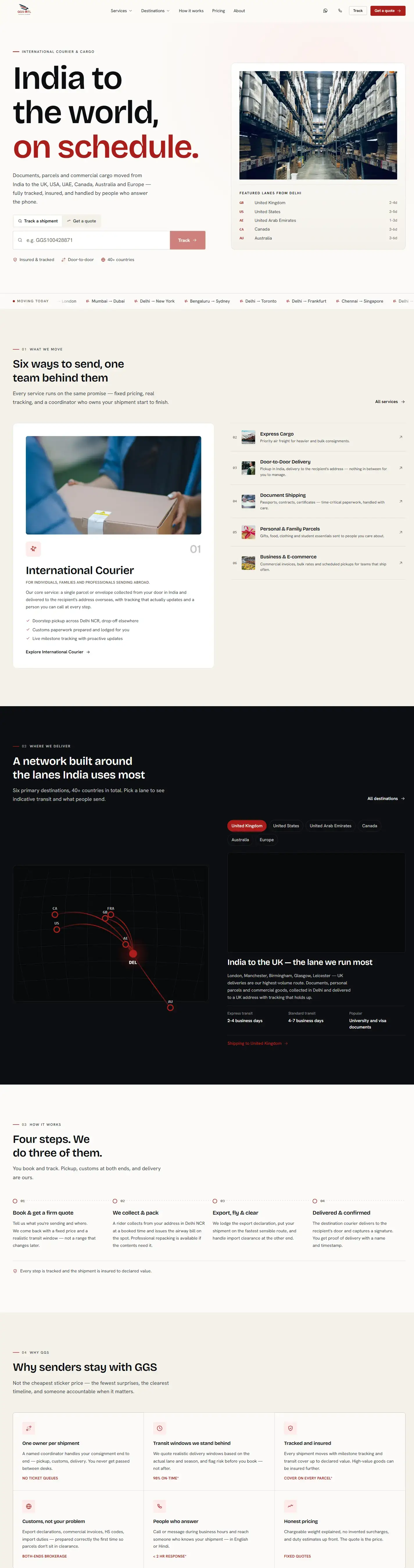 GGS Intl Express — full desktop page