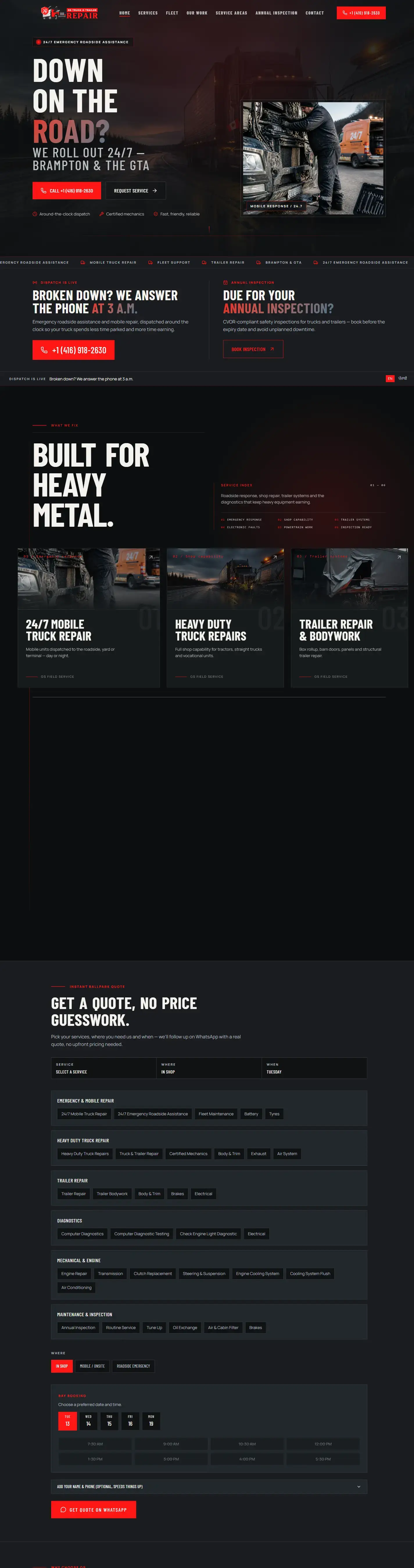 GGS Truck Repair — full desktop page