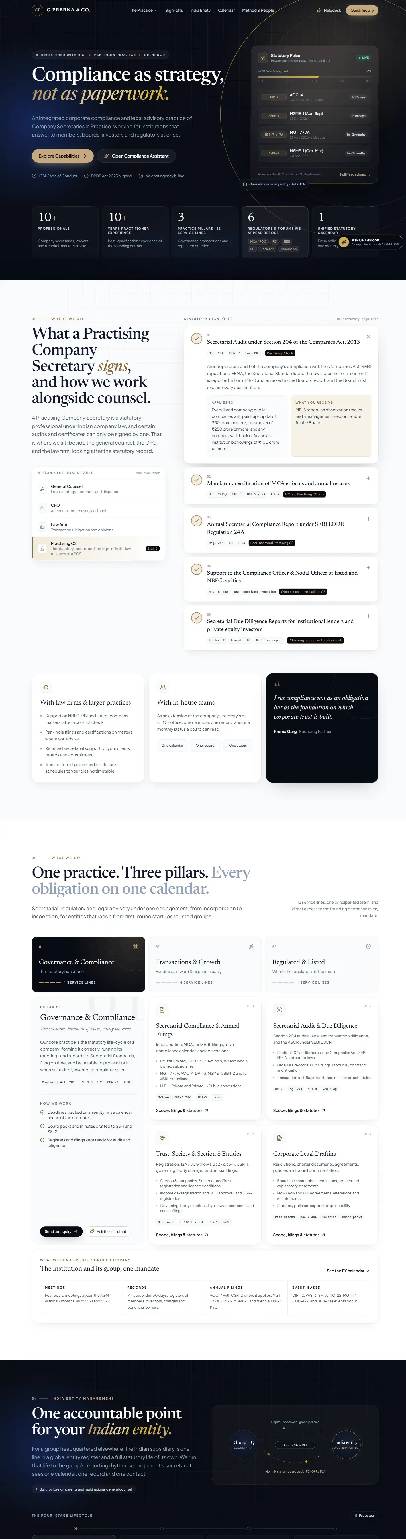 G Prerna & Co. — full desktop page