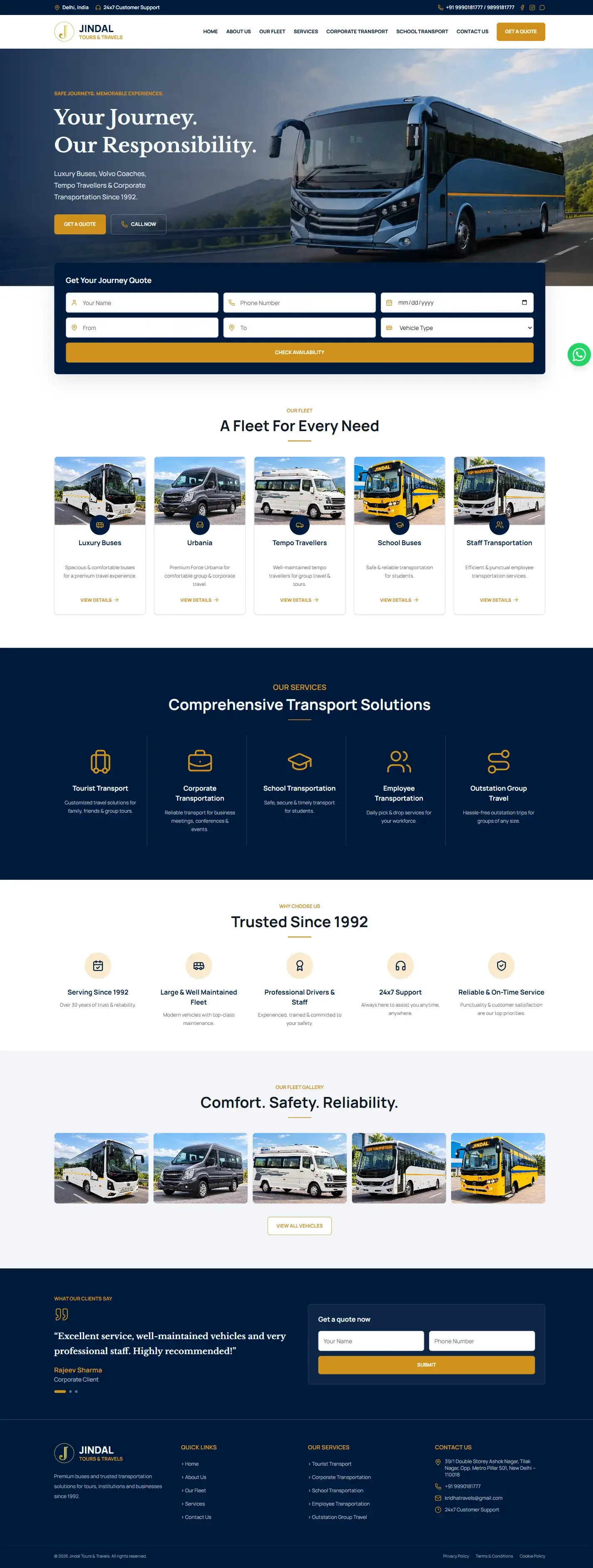 Jindal Tours & Travels — full desktop page