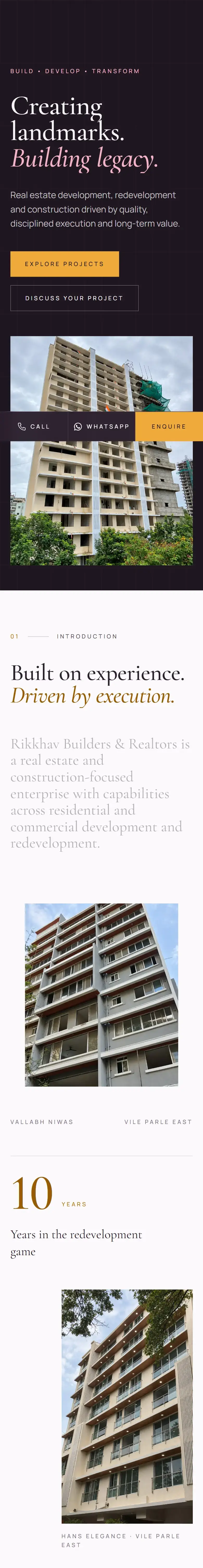 Rikkhav Builders & Realtors — mobile view