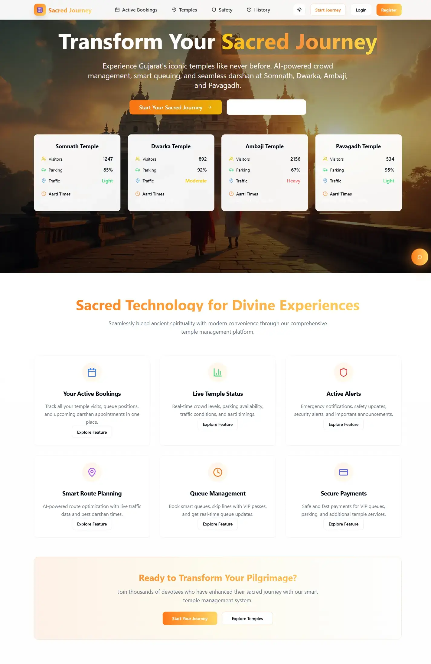 Sacred Journey — full desktop page