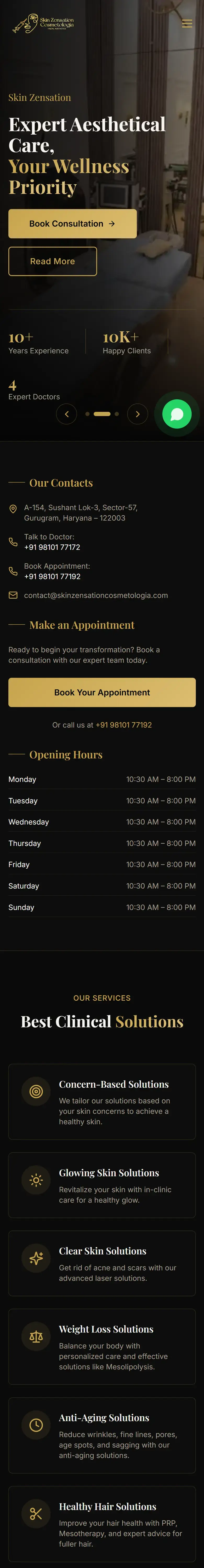 SkinZensation Cosmetologia — mobile view